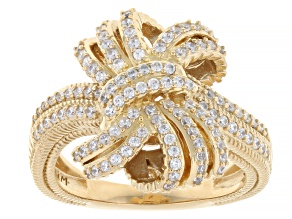 Pre-Owned Judith Ripka White Cubic Zirconia 14k Gold Clad Ring 1.15ctw