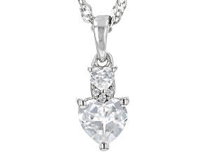 Pre-Owned White Zircon Rhodium Over Sterling Silver Pendant With Chain .97ctw