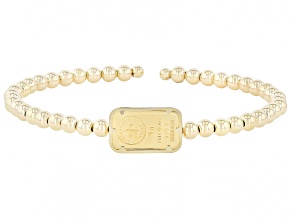 Pre-Owned 24k Classic 1g Ingot with 14k 4mm Bead Bangle Bracelet