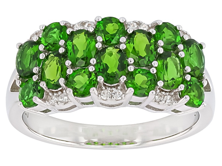 Pre-Owned Green Chrome Diopside Rhodium Over Sterling Silver Ring 2.46ctw