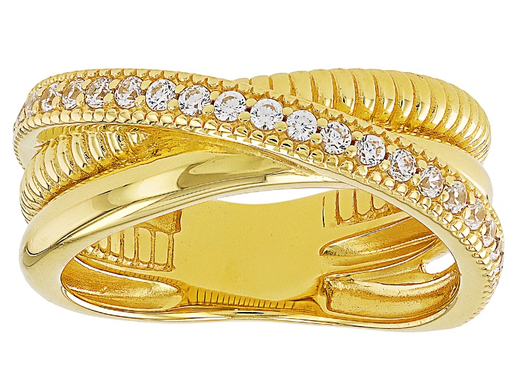 Pre-Owned White Cubic Zirconia 18k Yellow Gold Over Sterling Silver Ring 0.77ctw