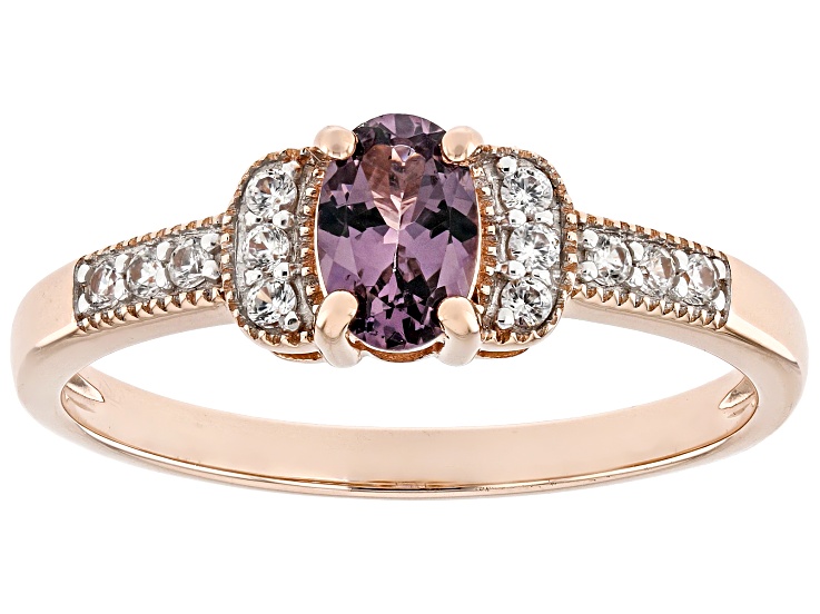 Pre-Owned Purple Spinel With White Zircon 10k Rose Gold Ring 0.53ctw