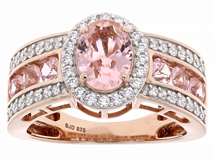 Pre-Owned Pink And White Cubic Zirconia 18k Rose Gold Over Sterling Silver Ring 2.35ctw
