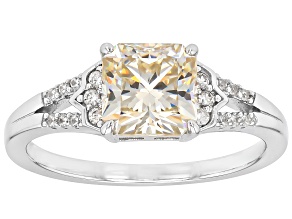 Pre-Owned White Strontium Titanate Rhodium Over Sterling Silver Ring 2.69ctw