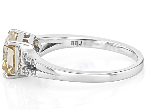 Pre-Owned White Strontium Titanate Rhodium Over Sterling Silver Ring 2.69ctw