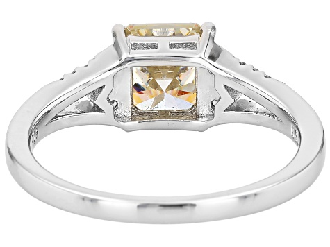 Pre-Owned White Strontium Titanate Rhodium Over Sterling Silver Ring 2.69ctw