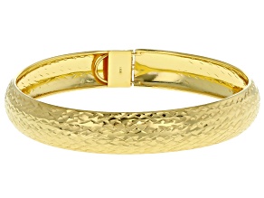 Pre-Owned 18k Yellow Gold Over Sterling Silver Diamond Cut Bangle