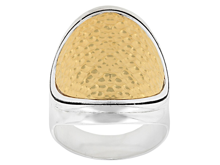 Pre-Owned Artisan Collection of Israelâ„¢14k and Sterling Silver Over Brass Texture Two Tone Ring