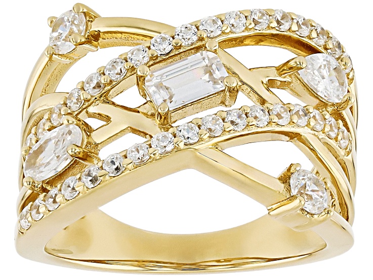 Pre-Owned White Cubic Zirconia 18k Yellow Gold Over Sterling Silver Ring 1.81ctw