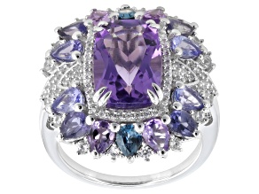 Pre-Owned Purple Canela Amethyst Rhodium Over Sterling Silver Ring 5.45ctw