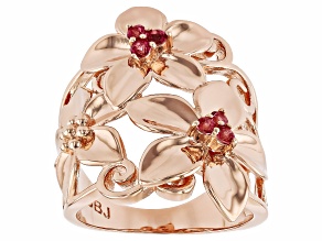 Pre-Owned Pink Topaz Copper Floral Ring, 0.25ctw