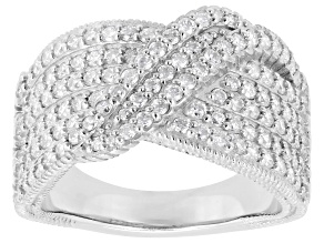 Pre-Owned Judith Ripka Prazana® Lab-Grown Diamonds F VS Rhodium Over Sterling Silver Ring 0.98ctw