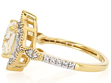 Pre-Owned Strontium Titanate With White Zircon 18k Yellow Gold Over Sterling Silver Ring 3.37ctw