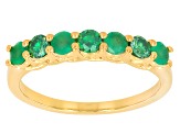 Pre-Owned Green Zambian Emerald with Green Moissanite 18K Yellow Gold Over Sterling Silver Ring 0.68