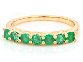 Pre-Owned Green Zambian Emerald with Green Moissanite 18K Yellow Gold Over Sterling Silver Ring 0.68