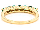 Pre-Owned Green Zambian Emerald with Green Moissanite 18K Yellow Gold Over Sterling Silver Ring 0.68