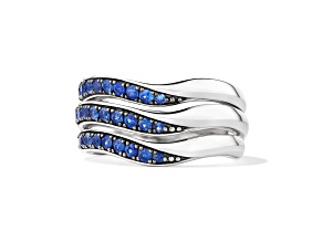 Pre-Owned Judith Ripka Couture Nova Blue Sapphire Rhodium Over Sterling Silver Ring