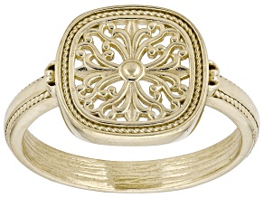 Pre-Owned 18K Gold Over Sterling Silver Openwork Filigree Ring