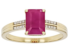 Pre-Owned Red John Saul Ruby With White Diamond 10k Yellow Gold Ring 1.93ctw