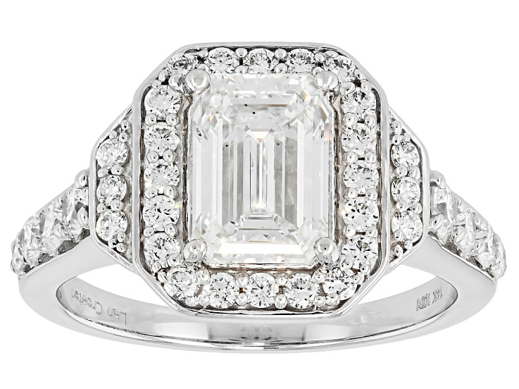 Pre-Owned White Lab-Grown Diamond F VS2 14K White Gold Halo Ring 2.75ctw