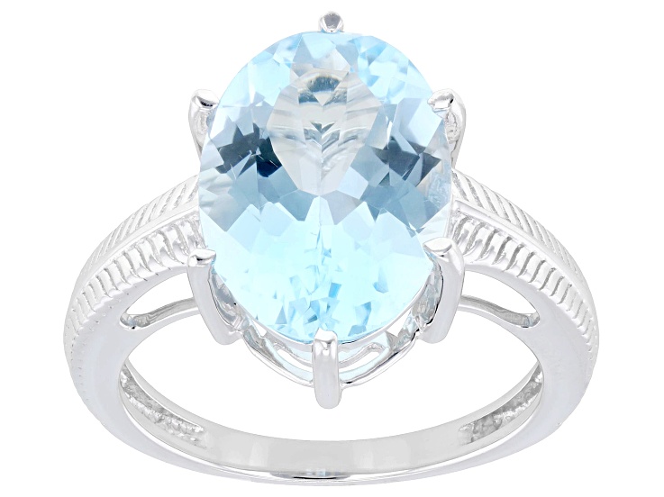 Pre-Owned Sky Blue Topaz Rhodium Over Sterling Silver Ring 6.20ct