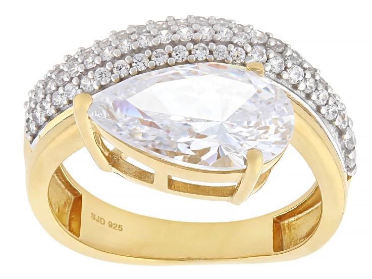 Pre-Owned White Cubic Zirconia 18k Yellow Gold Over Sterling Silver Ring 4.90ctw