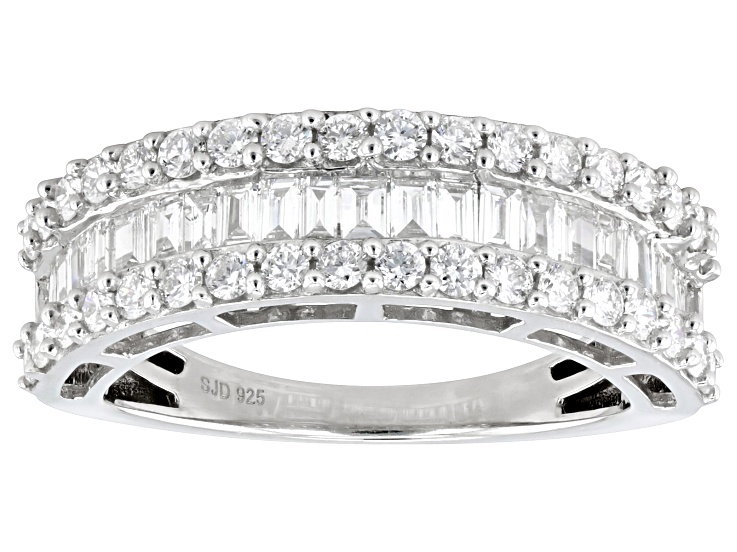 Pre-Owned White Lab-Grown Diamond H SI Rhodium Over Sterling Silver Band Ring 1.25ctw