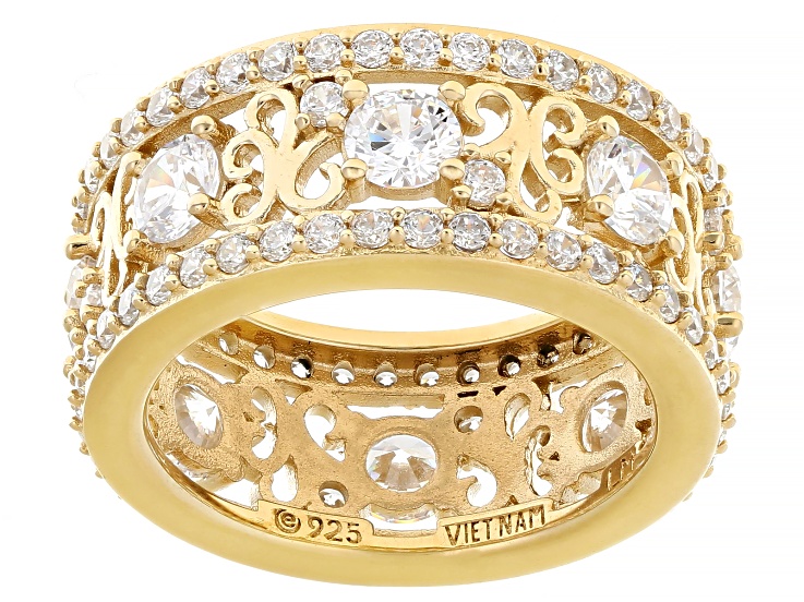 Pre-Owned White Cubic Zirconia 18k Yellow Gold Over Sterling Silver I Love You Ring 5.67ctw