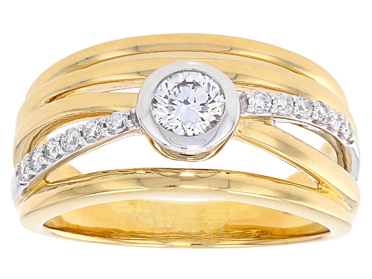 Pre-Owned White Lab-Grown Diamond H SI Rhodium and 14K Yellow Gold Over Sterling Silver Ring 0.50ctw
