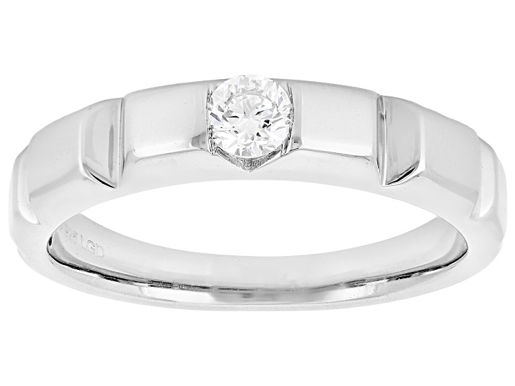 Pre-Owned White Lab-Grown Diamond H SI1 Rhodium Over Sterling Silver Band Ring 0.20ct