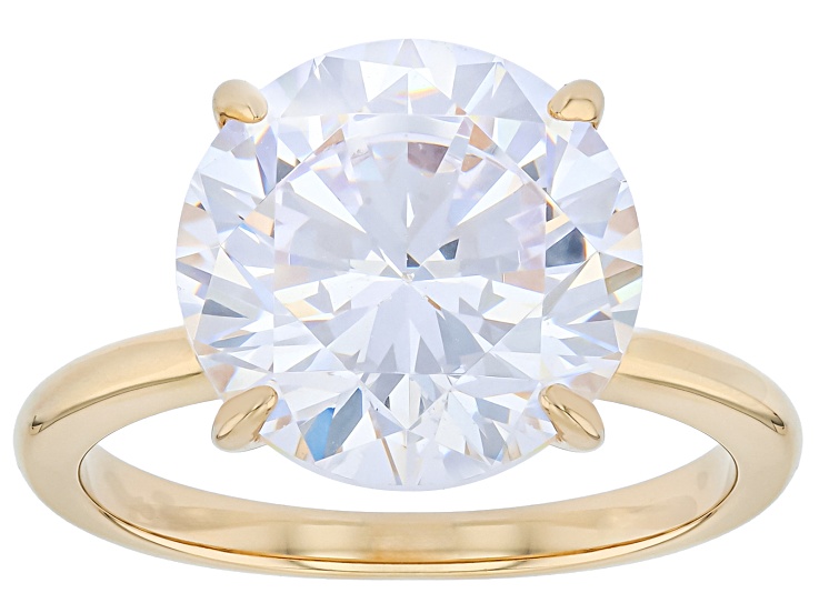 Pre-Owned White cubic Zirconia 18K Yellow Gold Over Sterling Silver Ring 10.27ct