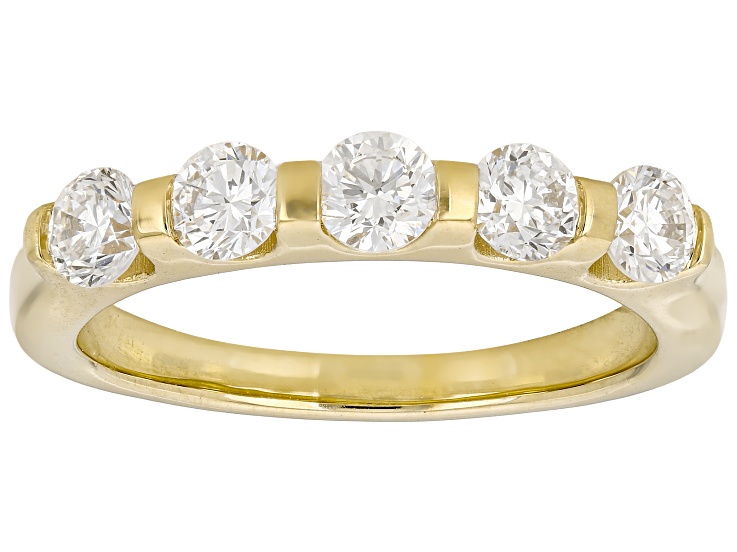 Pre-Owned White Lab-Grown Diamond SI F-G 14K Yellow Gold Over Sterling Silver Band Ring 0.90ctw