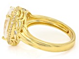 Pre-Owned Pear And Round Moissanite 14k Yellow Gold Over Silver Halo Ring 3.96ctw DEW