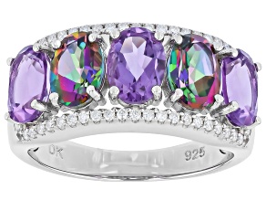 Pre-Owned Purple Canela Amethyst Rhodium Over Sterling Silver Band Ring 4.43ctw