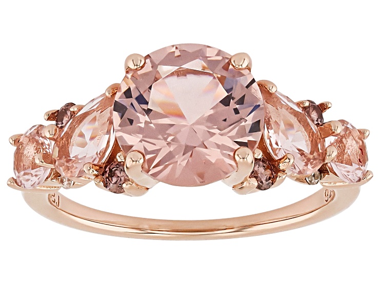 Pre-Owned Pink, Purple, and White Cubic Zirconia 18K Rose Gold Over Silver Ring 3.85ctw