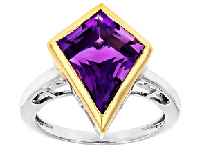 Pre-Owned Canela Amethyst Rhodium and 18K Yellow Gold Over Sterling Silver Ring 4.35ct
