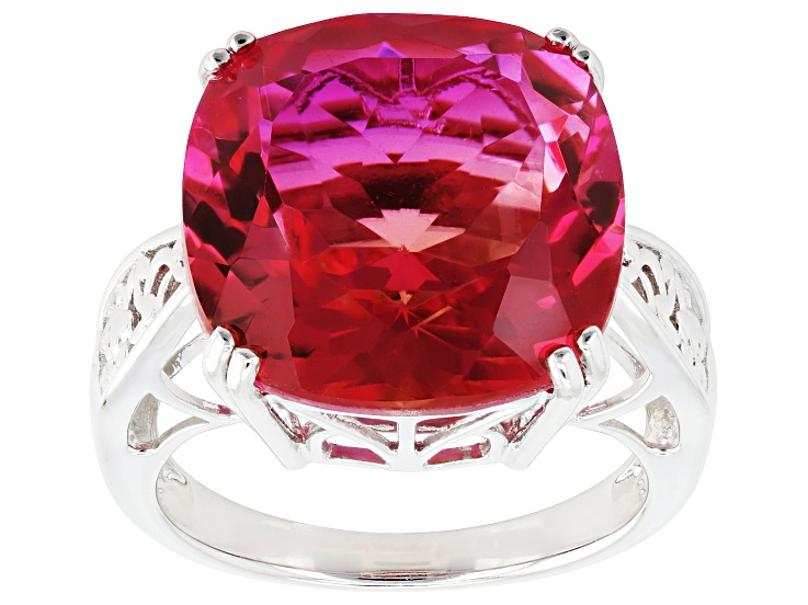 Pre-Owned Bi-Color Sunset Quartz Doublet Rhodium Over Sterling Silver Solitaire Ring 11.61ct