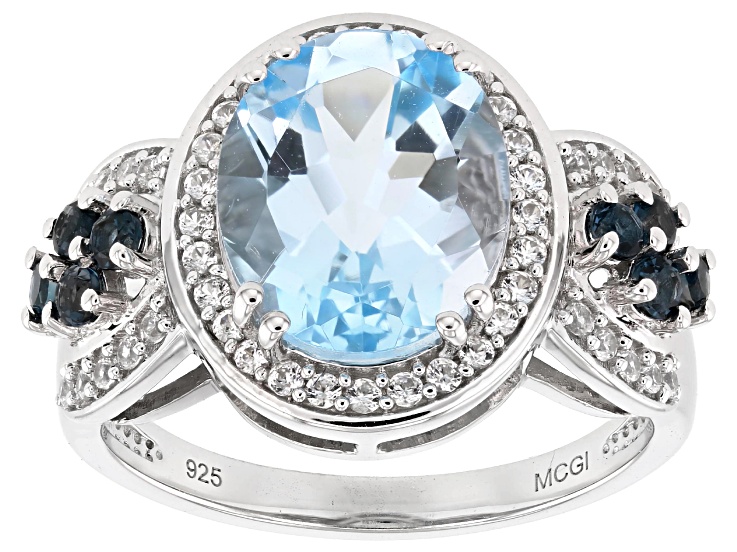 Pre-Owned Sky Blue Topaz Rhodium Over Sterling Silver Ring 4.23ctw