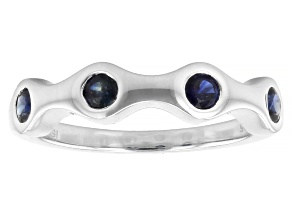 Pre-Owned Blue Sapphire Rhodium Over Sterling Silver Ring 0.47ctw