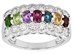 Pre-Owned Multi-Color Gemstone 325 Silver Ring 1.74ctw