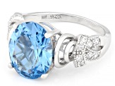 Pre-Owned Blue Lab Created Spinel And White Cubic Zirconia Rhodium Over ...