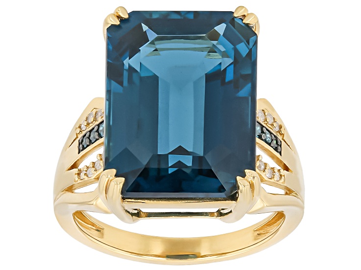 Pre-Owned London Blue Topaz 18K Yellow Gold Over Sterling Silver Ring 16.77ctw
