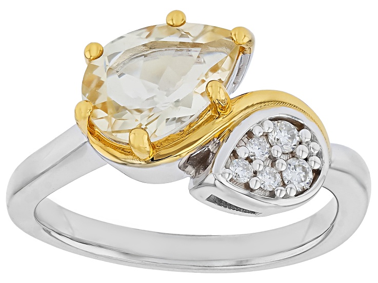Pre-Owned Candlelight Labradorite Rhodium Over Sterling Silver Two-Tone Bypass Ring 1.67ctw