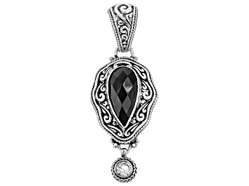 Picture of Pre-Owned Black Spinel & White Topaz Sterling Silver Pendant 4.89ctw