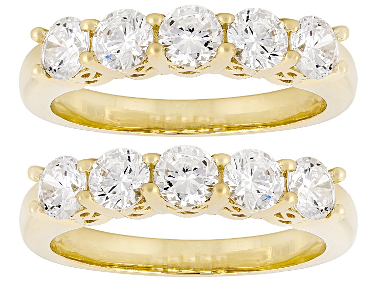 Pre-Owned White Cubic Zirconia 18k Yellow Gold Plated Set of 2 Band Rings 2.50ctw