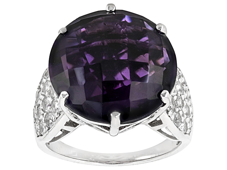 Pre-Owned Purple African Amethyst Rhodium Over Sterling Silver Ring 12.93ctw
