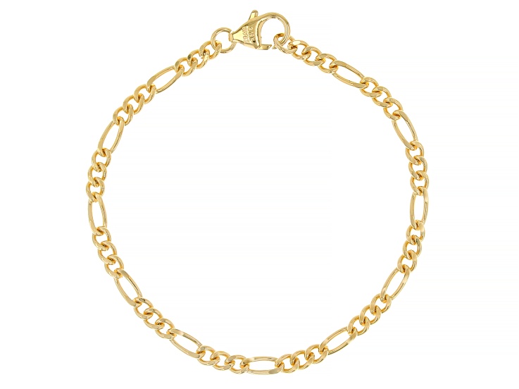 Pre-Owned 18k Yellow Gold Over Bronze Figaro Bracelet