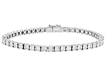 Picture of Pre-Owned White Lab-Grown Diamond H SI1 Rhodium Over Sterling Silver Tennis Bracelet 1.00ctw