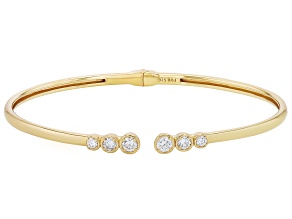 Pre-Owned White Lab-Grown Diamond H SI1 14K Yellow Gold Over Sterling Silver Cuff Bracelet 1.00ctw