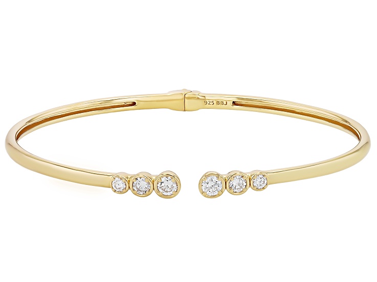 Pre-Owned White Lab-Grown Diamond H SI1 14K Yellow Gold Over Sterling Silver Cuff Bracelet 1.00ctw